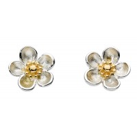 Kit Heath Silver Blossom Wood Rose Studs Earrings