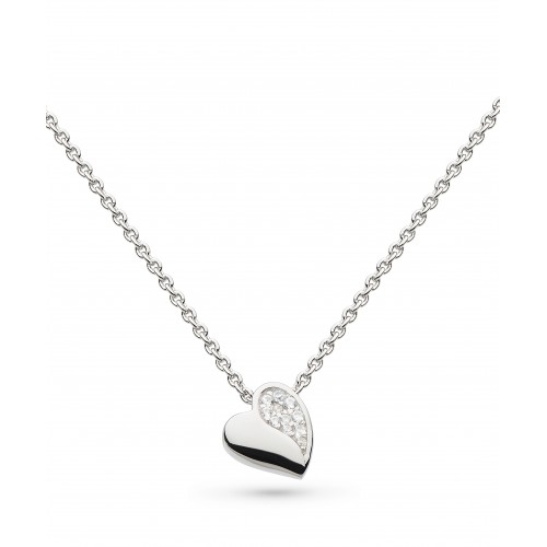 Kit Heath Silver Miniature Sparkle Cubic Zirconia Heart Necklace