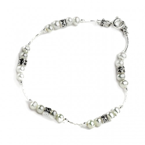 Aviv Silver Pearl And Bead Bracelet