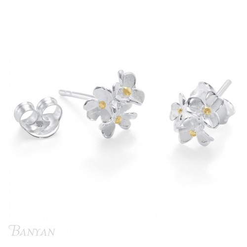 Banyan Silver Flower Cluster Studs
